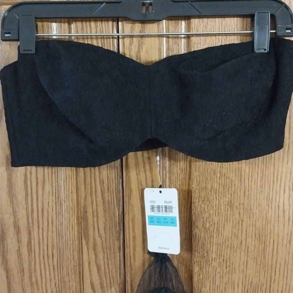 Delimira NWT Sz 38D Underwire Full Coverage Multiway Strapless Bra Black‎ Floral